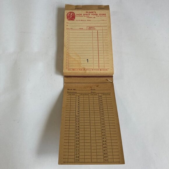 Lot Vintage 1940's Flink's Jack Sprat Food Store Invoice Book Receipt Ledger Ad - Picture 5 of 8